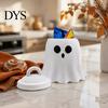 Desktop Organizer with Lid Halloween Ghost Storage Jar Lid, 3D Printed Candy Snack Decorative Container, Food Canister for Holiday Party Container