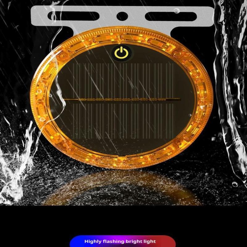 Yellow Flashing Light Touch Auto Solar Charging Car Night Safety Strong Magnetic Base Car Warning Lamp Anti-Collision Tail Light