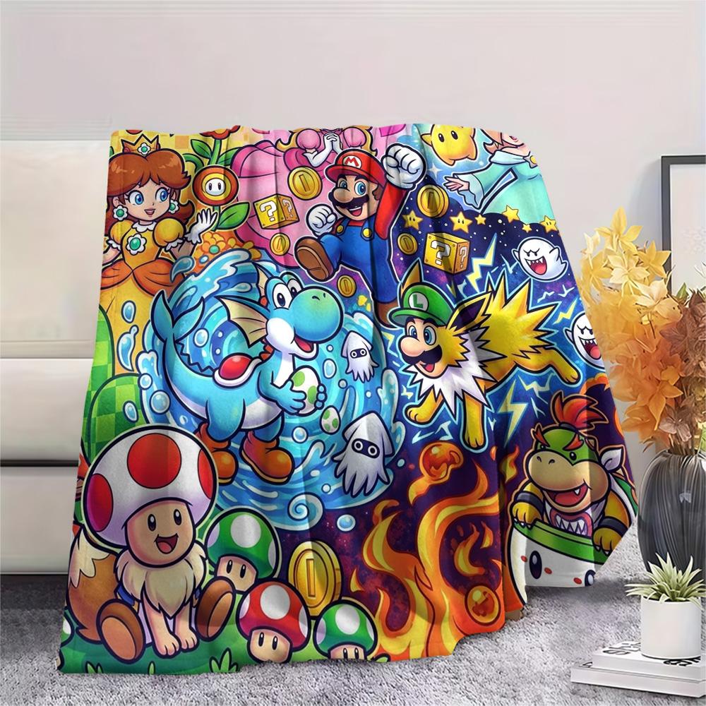 Super Mario Print Flannel Blanket, Ultra Soft High Quality All Seasons Warm Throw, Home Decor Cozy Blanket, Perfect Christmas Gift