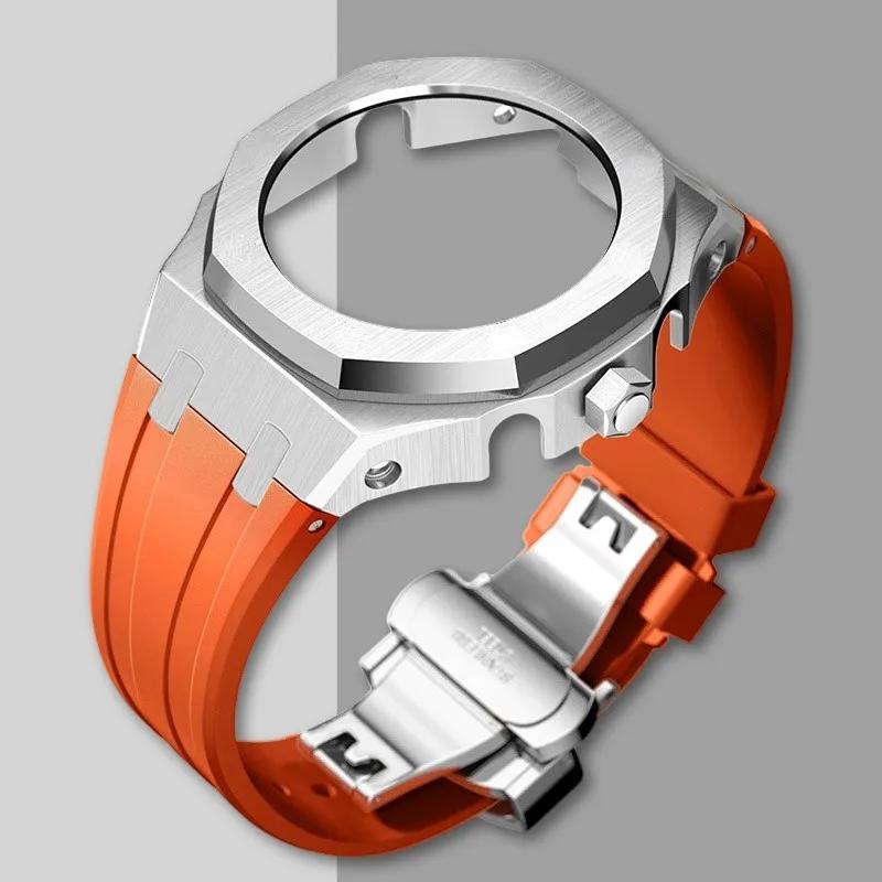 Ny Gen5 Casioak-fodral i rostfritt stål för G-Shock GA2100 Mod-kit Modifieringssats Metallram gummiband för GA2110 GAB2100