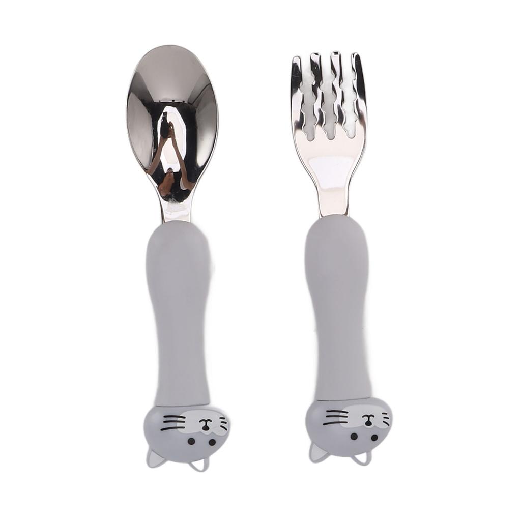 Baby Fork Cute Cartoon Shaped Spoon PP Handle Stainless Steel Tableware for Children Feeding Training