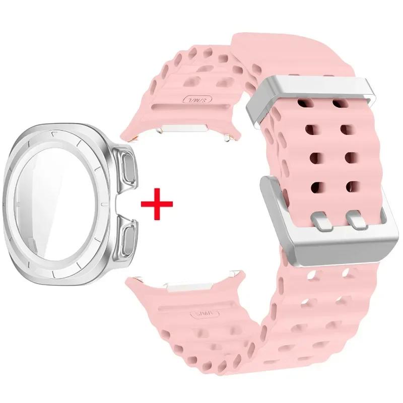 Schutzhülle aus gehärtetem Glas + Armband für Samsung Galaxy Watch Ultra 47mm Silikonarmband für Galaxy Watch Ultra 47mm Armband Schutzhülle