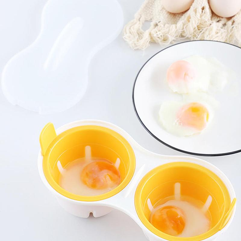 1 st Silikonäggkokare 1/2 Fack Mikrovågsäggpåskål Kokta & Pocherade Ägg Köksredskap Pocherade Äggkoppar