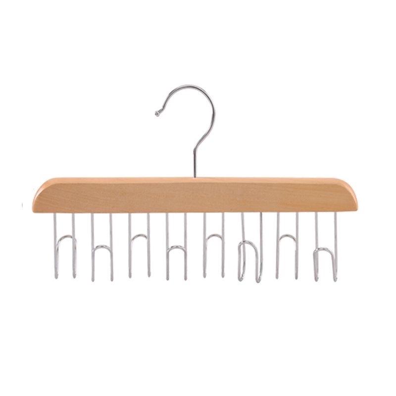 Douyin Multifunctional Tie & Camisole Hanger with 8 Solid Wood Hooks