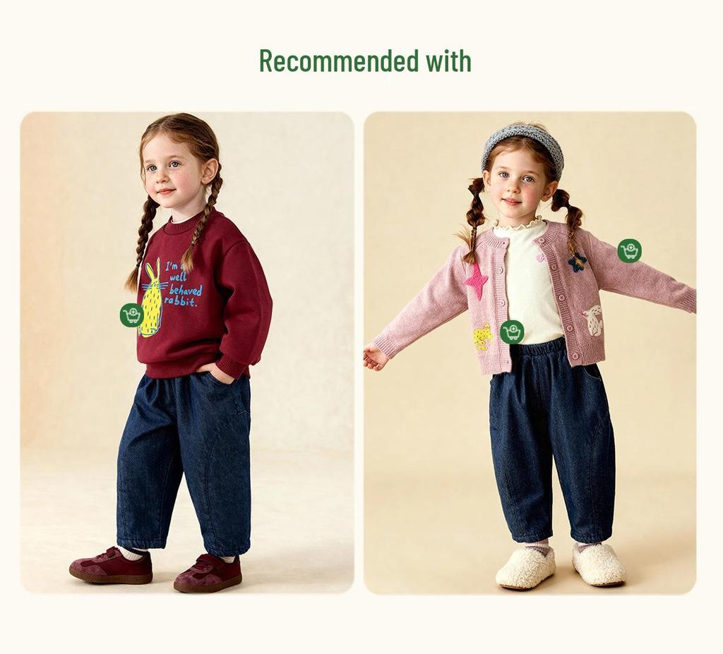 Tongbei Kids' 2025 Winter Fleece-Lined Jeans - Warm, Versatile, Fashionable for Boys & Girls.
