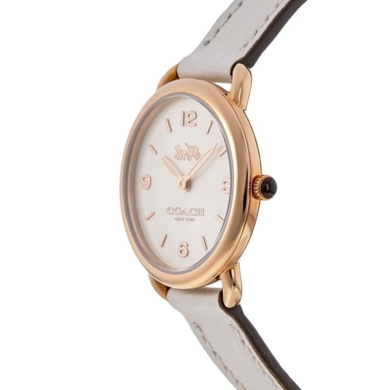 Coach Delancey Slim White Dial White Leather Ladies Watch