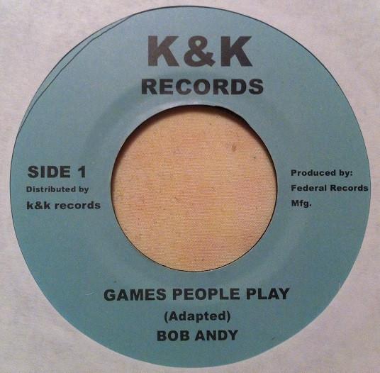 

7inch Record BOB ANDY JOHN HOLT Games People Play Talking Love NONE K K Records Jamaica Reggae Ska Dub Used