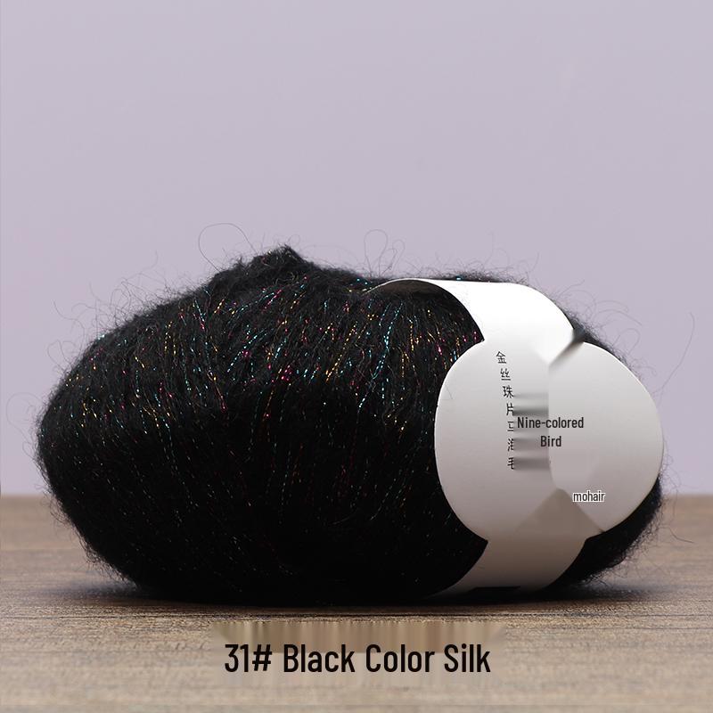 Handmade Bird Gold Sequin Mohair Silk Bead Yarn for Crochet and Weaving