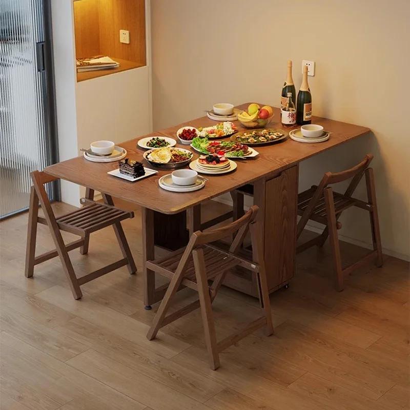 For Folding Dining Table Set 6 Chairs Luxury Modern Space Savers Minimalist Dining Table Nordic Table À Manger Kitchen Furniture