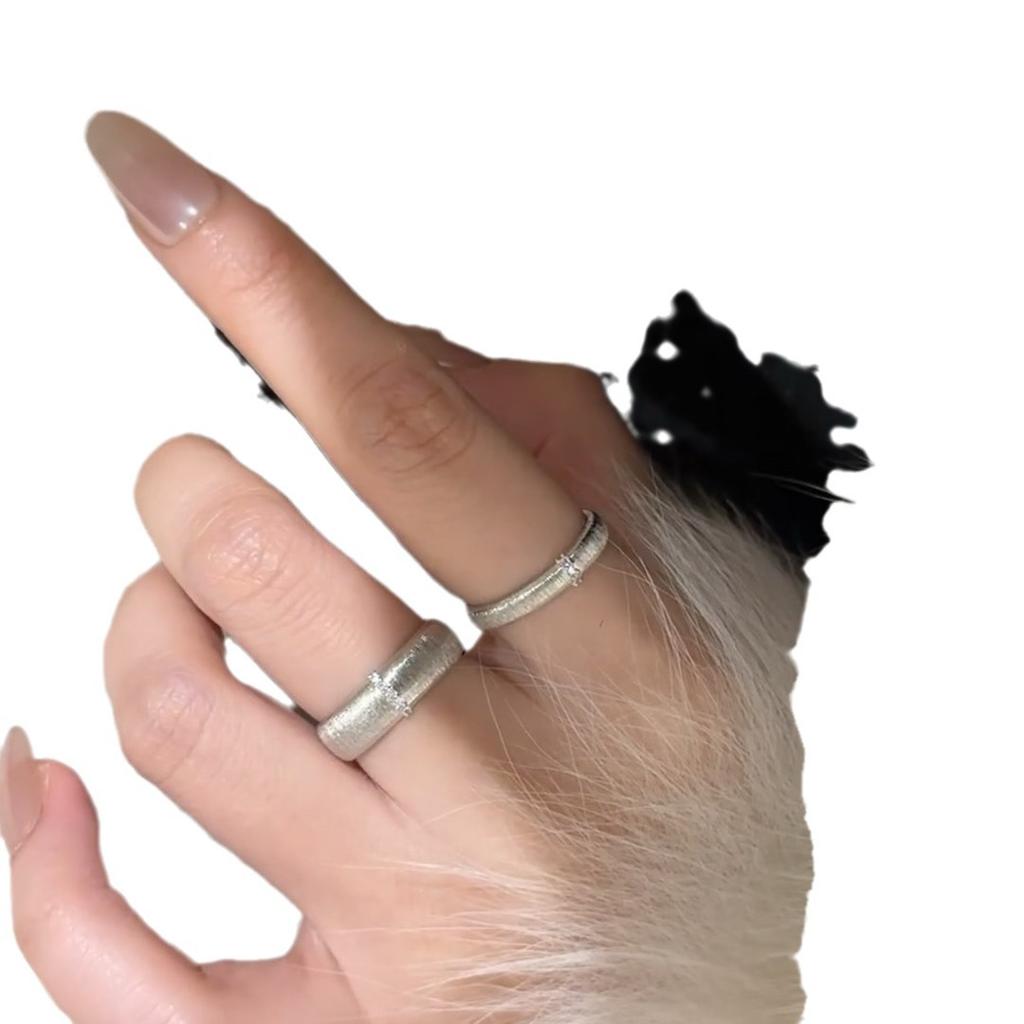 French Light Luxury Retro Ring Wire Drawing Process Italian Medium And Ancient Style Wide And Narrow Version Couple Ring Opening Adjustable