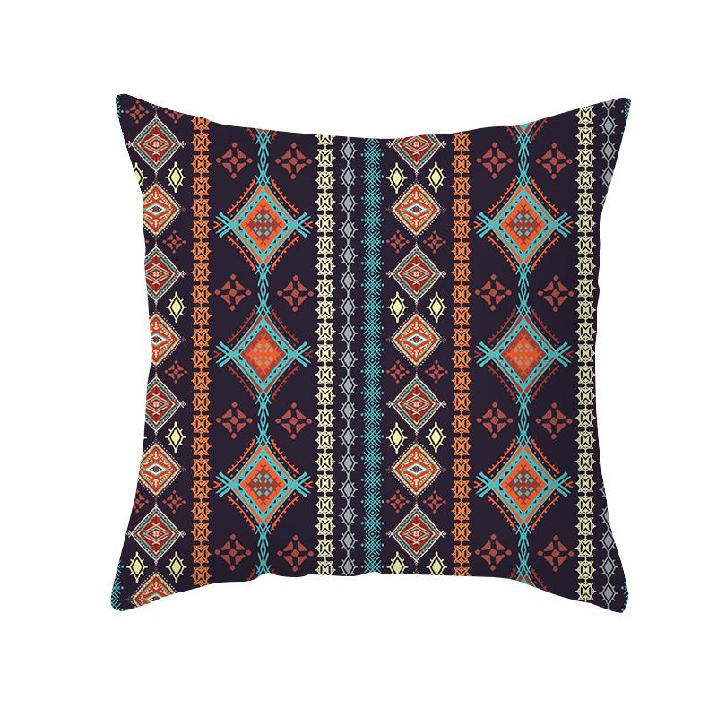 New Bohemian Colorful Geometric Pattern Short Plush Pillowcase Ethnic Style Retro Pillowcase Cushion