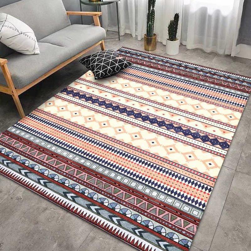 Moroccan Ethnic Style Crystal Velvet Floor Mats For Living Room, Bedroom, Coffee Table, Sofa, Large Carpet And Home Decor