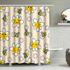 12-Inch Shower Curtain Featuring Cute Bee Flower Print For Bathroom Decor Waterproof Fabric Home Supplies White Blue Yellow Pink