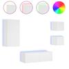 4 piece TV wall unit with LED lights white
