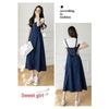 Vestito Salopette in Denim Lavato Retrò da Donna Vestibilità Larga Lungo Maxi Linea ad A Casual Tuta Vestito