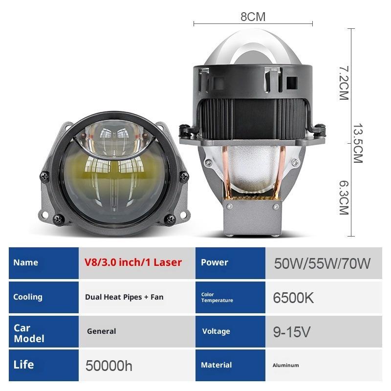 3 Inch Lentilă Dublă Putere Mare Efect Trei Lasere Nedistructiv Cupă Dublă Lampă H4 H7 Mașină Motocicletă Universal
