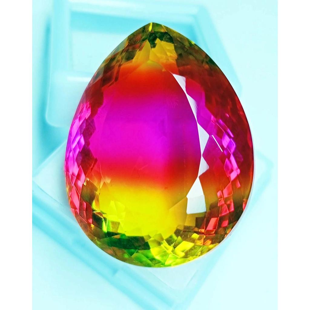 Bi-Color Tourmaline Natural 76-77 Ct Pear Cut Beautiful Certified Gemstone