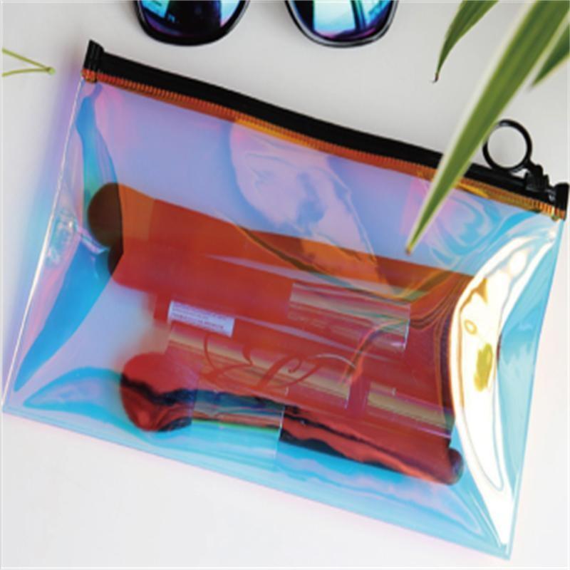 1 Pc PVC Transparent Makeup Bag Cosmetic Bag for Women Girl Clear Waterproof Zipper Beauty Case Travel Toiletry Bags