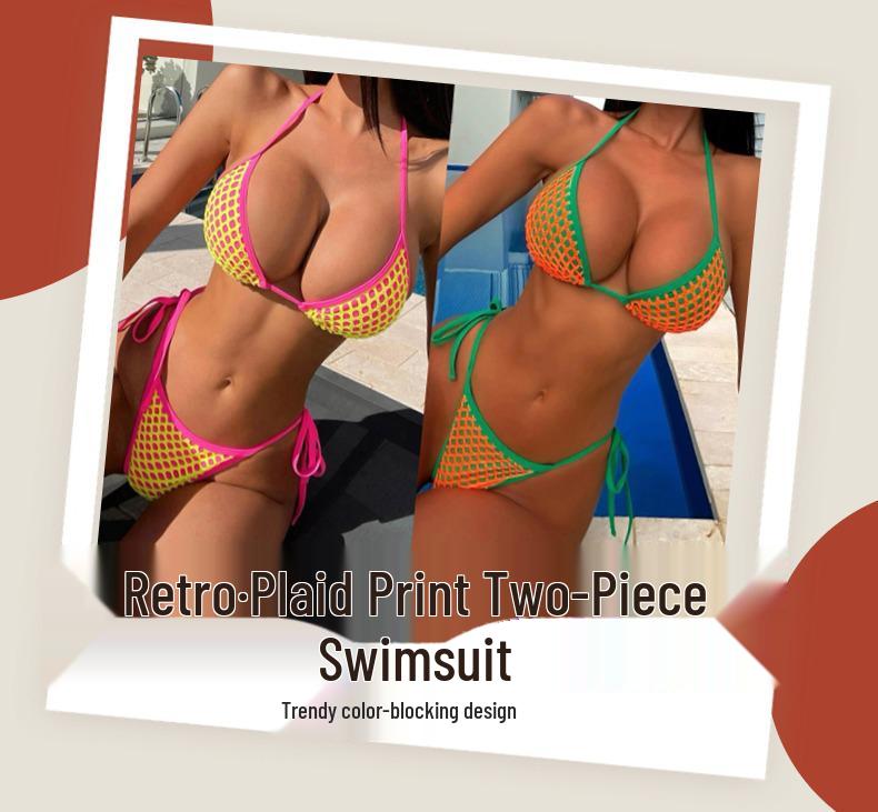 Damen Sexy Neckholder zum Binden Bikini Badeanzug - Europäischer & Amerikanischer Stil Strandbekleidung für den Urlaub