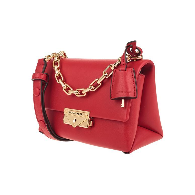 Michael Kors Cece Gold Buckle Flap Solid Color Chain Leather Shoulder Bag Women Handbags Red 32S9G0EC0L-BRIGHT-RED