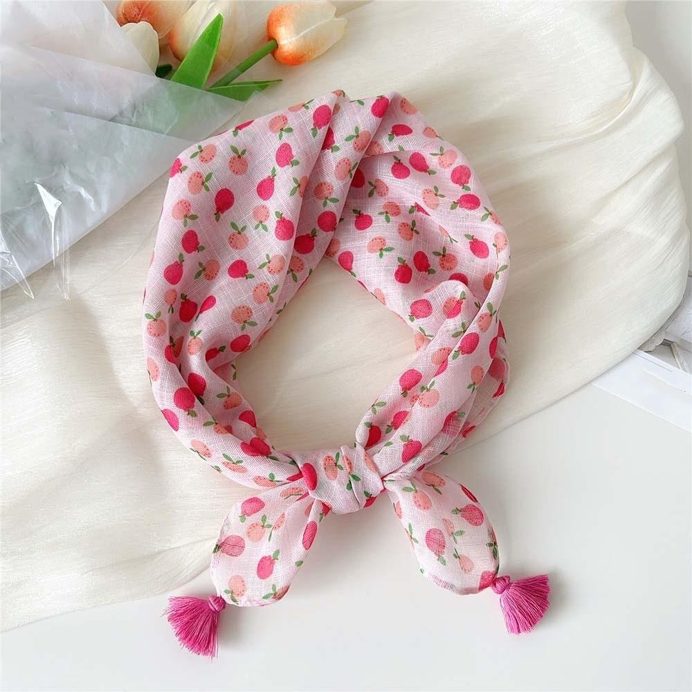 Cotton-Linen Hair Bandana 60x60cm Floral Kerchief Neck Wrap Neck Neckerchief  Sun-Protection Style 20