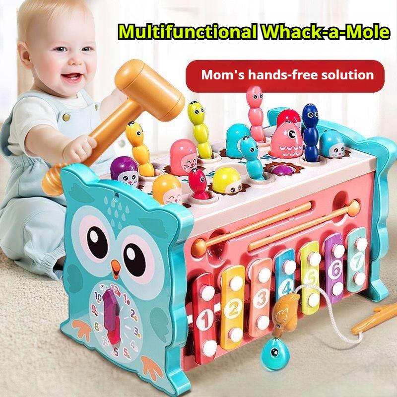 Infant and Toddler Enlightenment Toys, Hexahedron Multi-function, Whack-a-mole Puzzle, Parent-child Interaction, Banging, Fishing Toys