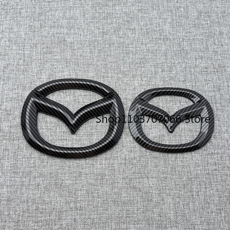 Car Front Grille Badge Trunk Emblem For Mazda 6 Atenza 2017 2018 2019 Glossy black Carbon fiber Head Rear Body Decal Accessories