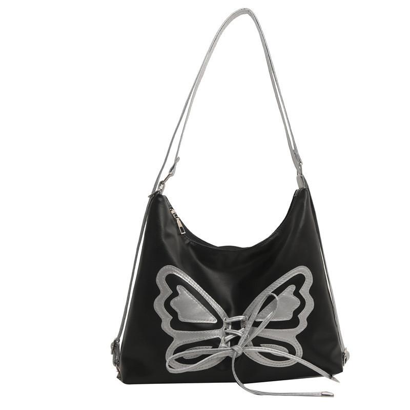 Fashionable Metallic Butterfly Womens Backpack 2024 New Versatile Shoulder Bag