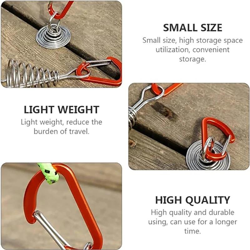 Outdoor Camping Octopus Rope Buckle Camping Deck Nail Stainless Steel Fixed Tent Rope Buckle Wooden Hook Spring Wind Rope