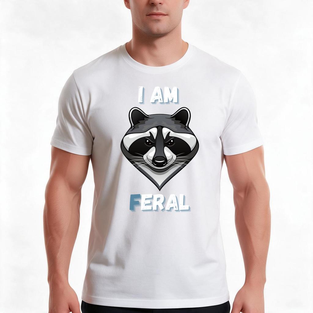 I Am Feral Funny Quote Raccoon Tshirt Summer Casual Cotton Tee Oversized Streetwear Tops Vintage Graphic Print 100 Cotton