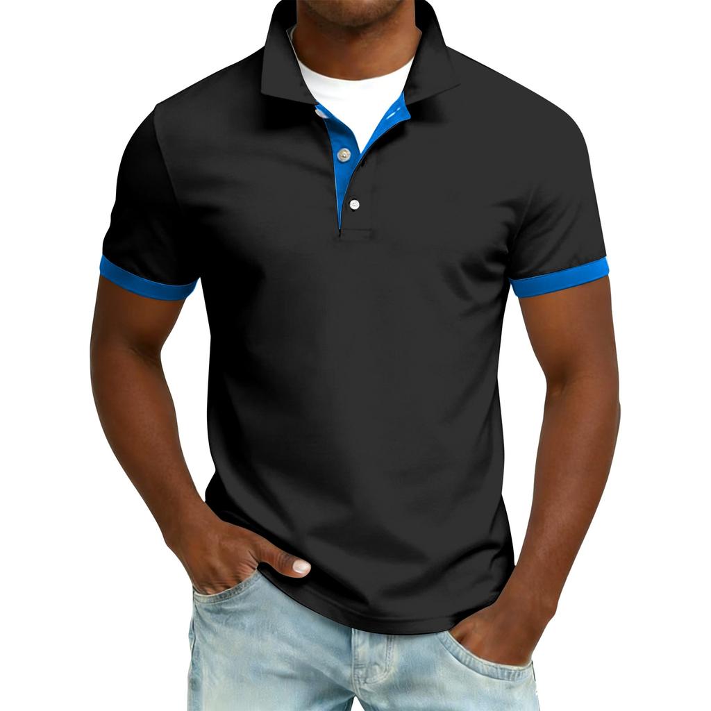 Men's Summer Button Lapel Loose Short Sleeve Top Men's Casual Fashion Top