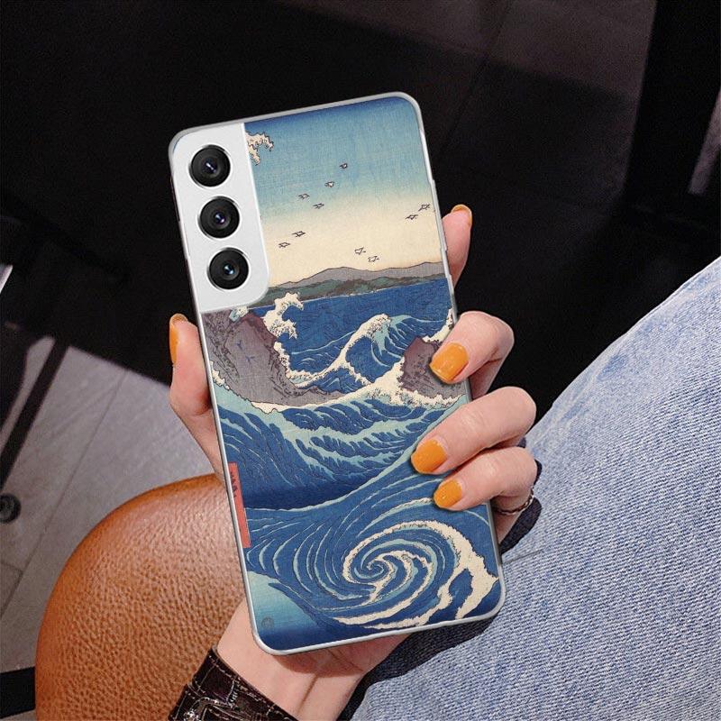 Japanese Pub Wave Anime Arrived Phnoe Case for Samsung Galaxy S26 S25 Edge S23 S24 Ultra S22 Plus S21 S20 FE Unique Cover Soft C