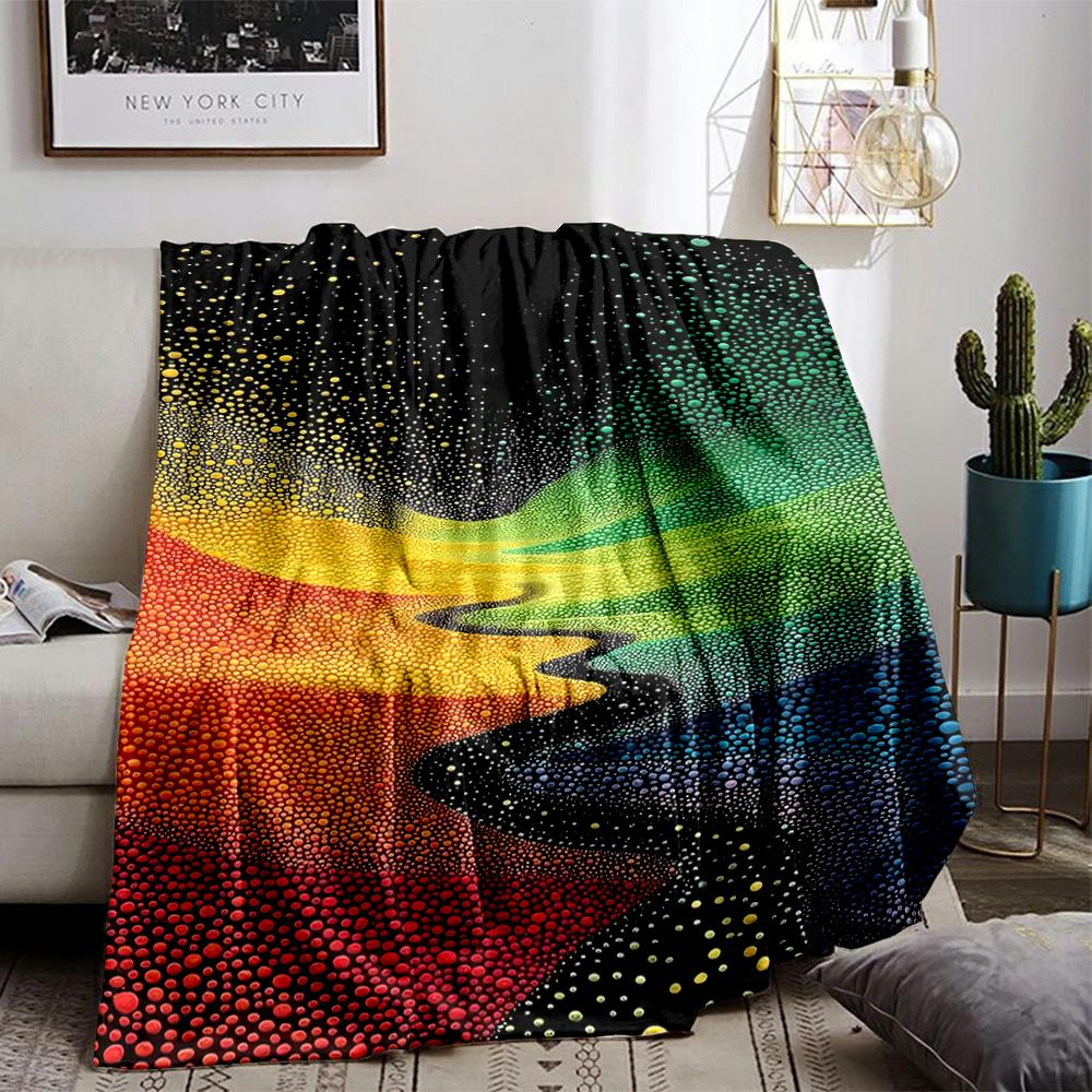 Colorful Abstract blanket with Rainbow Dotted Design for   blanket, suitable for use in the bedroom, living room, on the sofa
