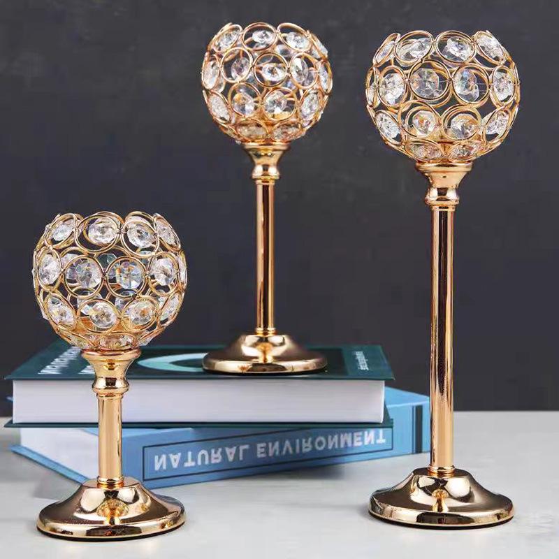 European Mini Crystal Candlestick: Creative Metal Ornament for Weddings and Candlelight Dinners
