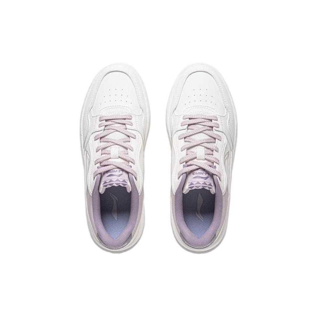 Li Ning Newly Slip Resistant Abrasion Resistant Low top Skateboard Shoes Women's White Purple AGCT474-2