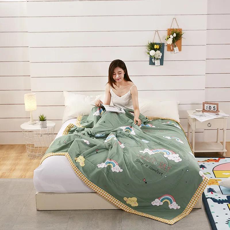 2025 Summer Cotton Quilts Thin Air-conditioning Comforter Soft Breathable Office Nap Blanket Quilted Bed Covers and Bedspreads
