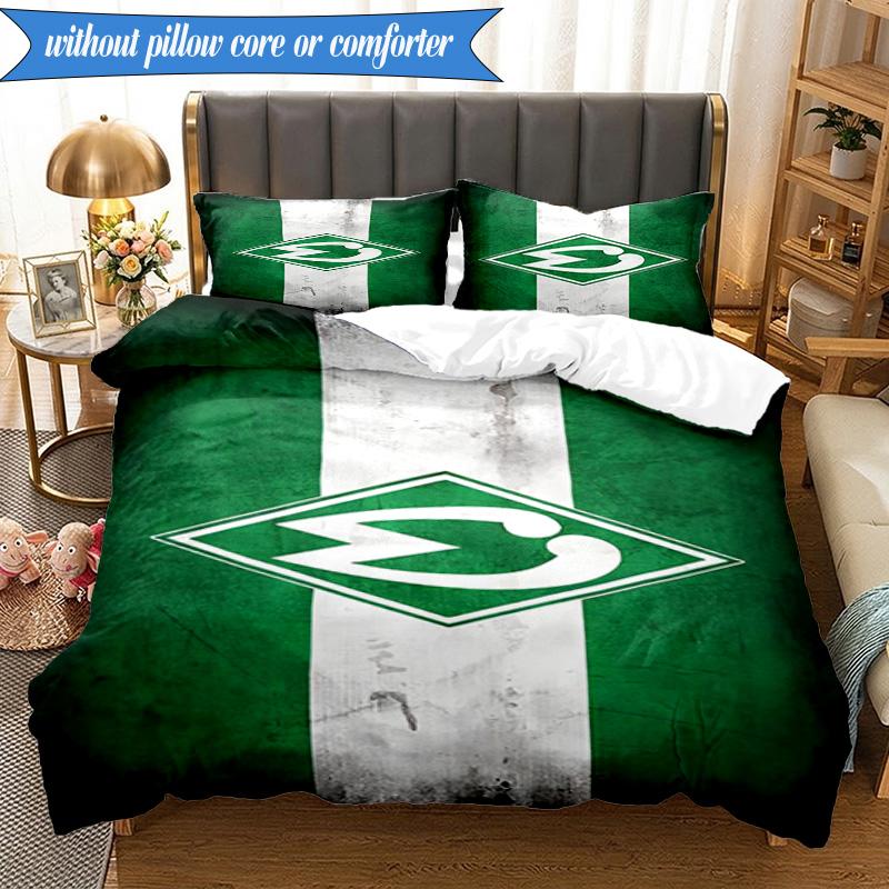 3-teiliges Werder Bremen Fußball Bettwäsche-Set 2D-Druck (Enthält 1 Bettbezug + 2 Kissenbezüge Ohne Füllung), Schlafzimmerdekoration, Ventilatorgeschenk