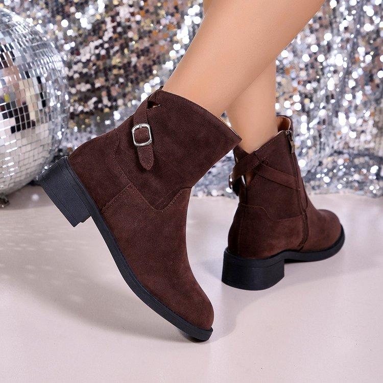 

Fashion Black Coffee Western Cowboy Boots Women Suede Height Increasing Short Boots Female Slip-on Knight Boots Women Shoes 35