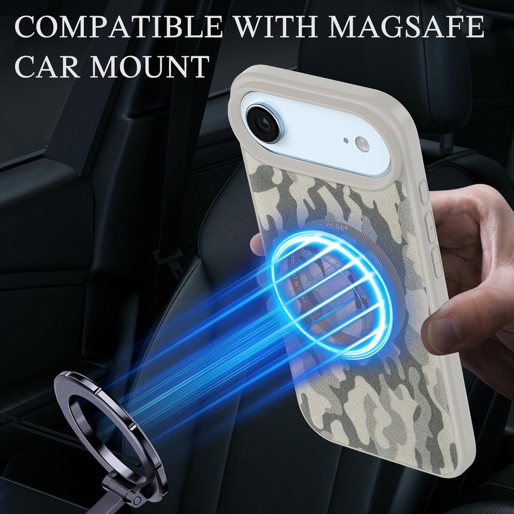 Luxury Ultra-Thin Camouflage Leather MagSafe Case For iPhone 17 Air 16 15 14 13 12 11 Pro Max Magnetic Wireless Charging Cover