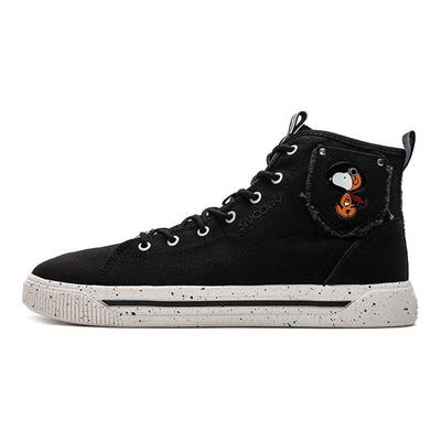 Snoopy X Série Estilo de Vida Lona Casual Durável Respirável Tênis de Skate Cano Alto Masculino Tênis Preto 912138604-2