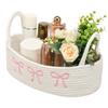 Cesto Portaoggetti Intrecciato con Manico Stile Boho Corda di Cotone Organizer per Mobiletto del Bagno Cestino Carta Igienica Giocattolo Cesto Biancheria