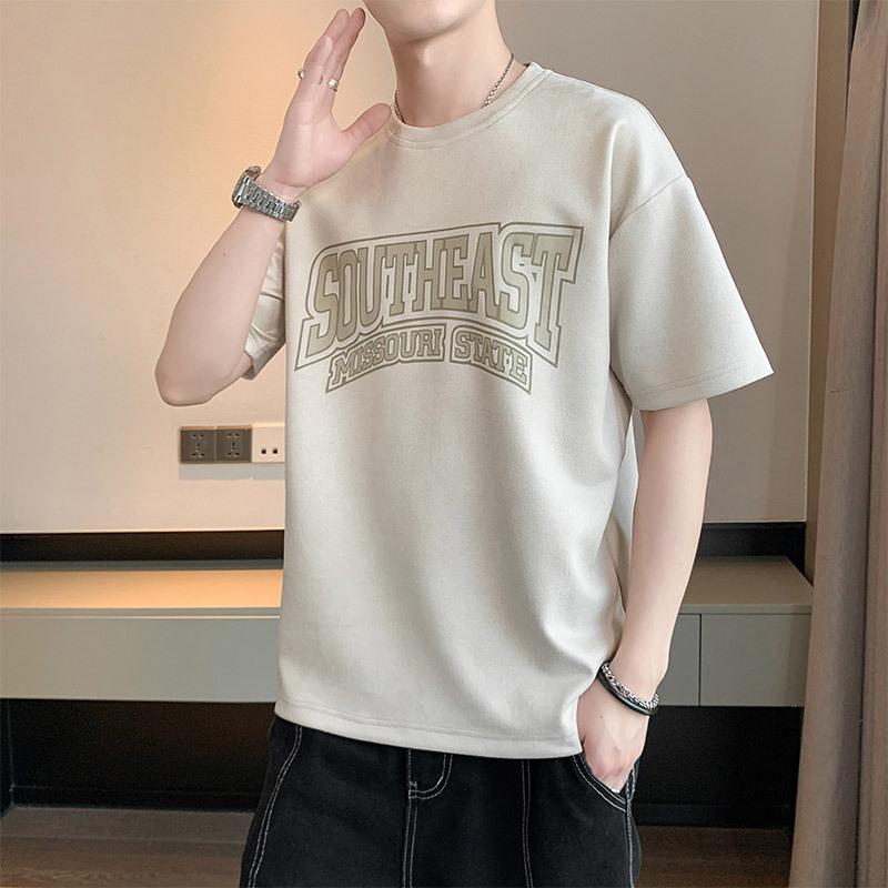 

Мужская футболка, летняя японская футболка с коротким рукавом, свободный топ, повседневная замшевая короткая футболка XXXXL миндальный