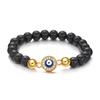European-American Blue Evil Eye & Black Hematite 8mm Beaded Bracelet 