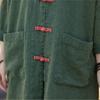 Johnature Women Shirts Vintage Tops Spring Chinese Style Button Solid Color Pockets Stand Long Shirts