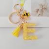 Yellow Bee Resin Glitter Letter Keychain Pendant Ornament