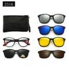 TR90 5-Piece Magnetic Clip-On Polarized Sunglasses Set with Pouch for Men & Women