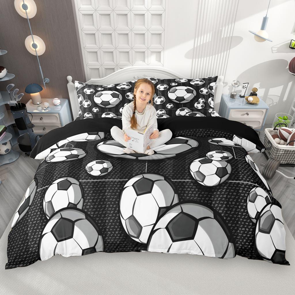 Homewish Sports Theme Duvet Cover Set For Kids Teen Boys 2Pcs/3Pcs Baseball Hockey Basketball Bedding Tennis Football Bed Set