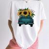 Truck Sunflowers Shirt Gift Women Vintage Tee Sunflower T-Shirt
