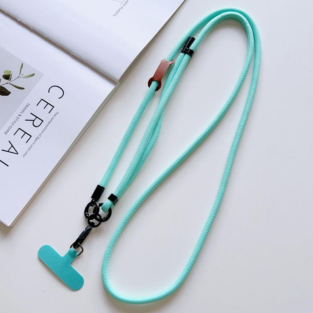 7mm Phone Lanyard Crossbody, 1.5m Adjustable Anti-Lost Neck Strap with Colored Chain and Leather Tag.