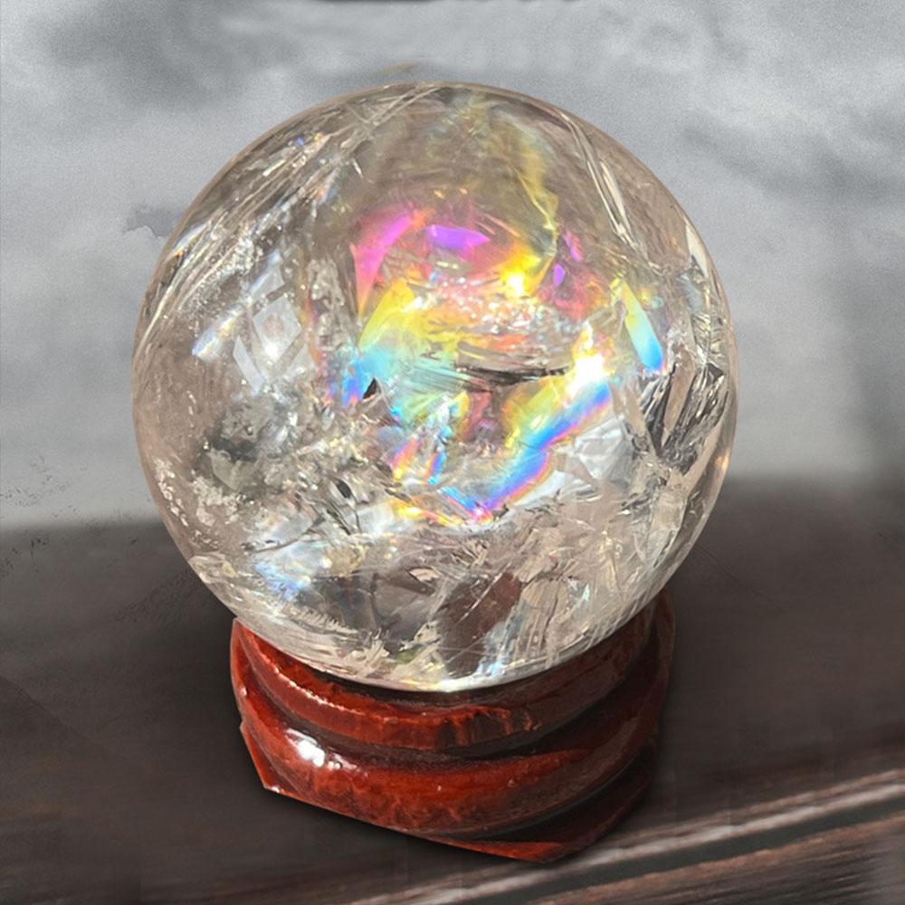 Clear Quartz Rainbow Healing Crystal Natural Gemstone Sphere Ball 25-30mm 2.5-3cm